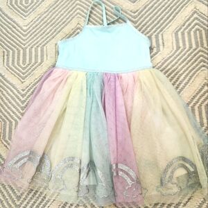 Girls rainbow tulle dress. Size 4